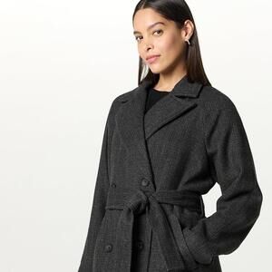 The Drop Women’s Jessy Elongated Overcoat Grey Herringbone Size Large